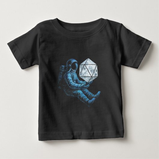 Astronaut with Moon Dice ベビーTシャツ (正面)