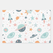 Astronaut Wrapping Paper Flat Sheet Set of 3 ラッピングペーパーシート (正面)