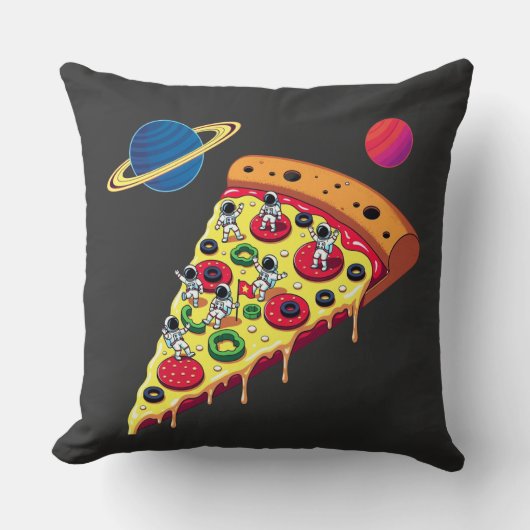 Astronautas montando una pizza en el espacio クッション (正面)