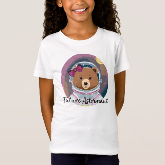 Astronauten-Bär "Future Astronaut" Girl Power Tシャツ (正面)