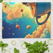 Astronaut's Coffee Cosmos Journey キッチンタオル (折り畳み)