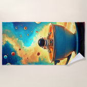 Astronaut's Coffee Cosmos Journey ビーチタオル (正面)