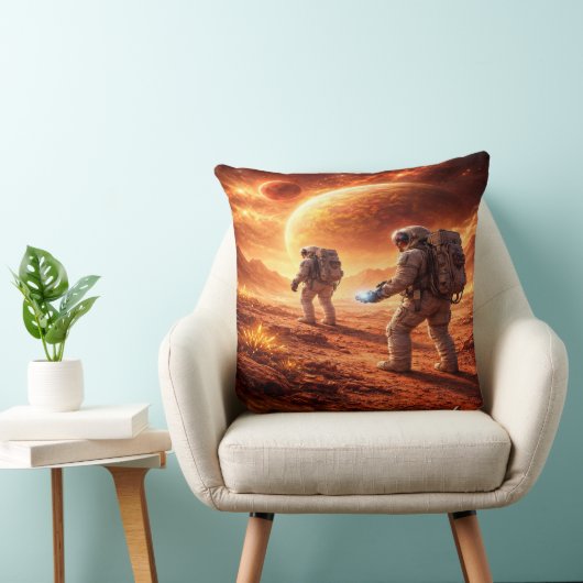 Astronauts explore orange planet クッション (椅子)