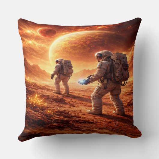 Astronauts explore orange planet クッション (裏面)