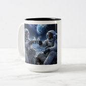Astronauts Having Some Coffee ツートーンマグカップ (正面左)