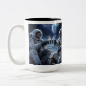 Astronauts Having Some Coffee ツートーンマグカップ (左)