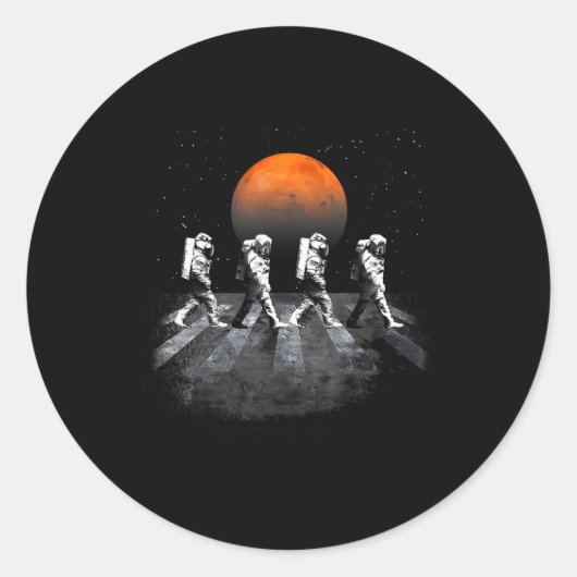 Astronauts In Walking In Space Occupy Mars Funny M ラウンドシール (正面)