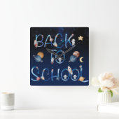Astronauts Planets Space,back to school スクエア壁時計 (ホーム)