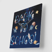 Astronauts Planets Space,back to school スクエア壁時計 (傾斜)