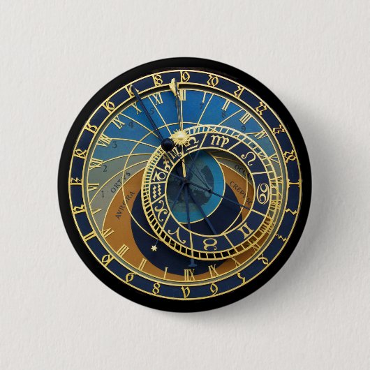Astronomical Clock-Prague Orloj 缶バッジ (正面)