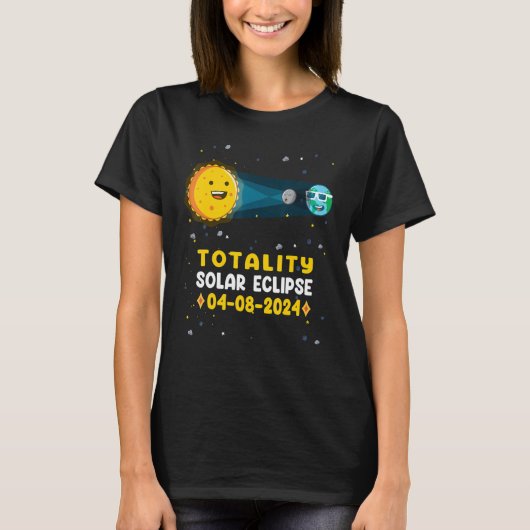 Astronomy  Total Solar Eclipse 2024 Totality 04 08 Tシャツ (正面)