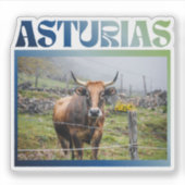 Asturias Spain Cow Photo Travel シール (正面)