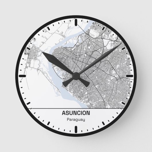 Asuncion Clock City Line Art ラウンド壁時計 (正面)