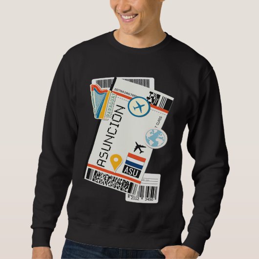 Asunción Paraguay City Skyline Silhouette Outline  スウェットシャツ (正面)