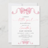 ASweet Little Girl Coquette Bow Border Baby Shower 招待状 (正面)