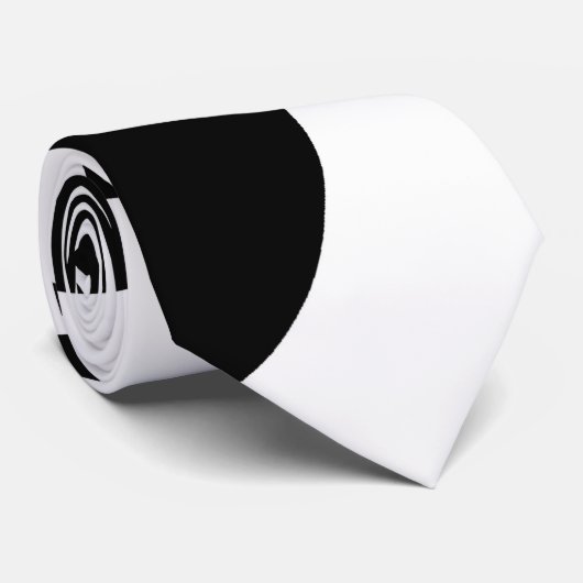 Asymetricの水玉模様、大きい円黒及び白 ネクタイ (ロール)