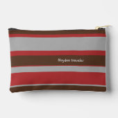 Asymmetric Stripes Horizontal Lines Gray Red Brown アクセサリーポーチ (裏面)