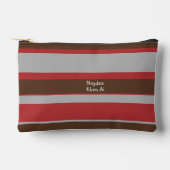 Asymmetric Stripes Horizontal Lines Gray Red Brown アクセサリーポーチ (正面)