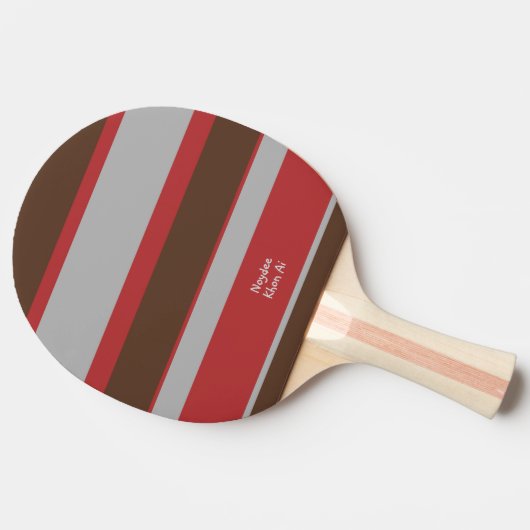 Asymmetric Stripes Horizontal Lines Gray Red Brown 卓球ラケット (横)