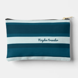 Asymmetric Stripes Horizontal Lines Sea Blue White アクセサリーポーチ