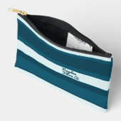 Asymmetric Stripes Horizontal Lines Sea Blue White アクセサリーポーチ (見開き)