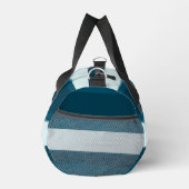 Asymmetric Stripes Horizontal Lines Sea Blue White ダッフルバッグ (右)