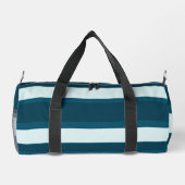 Asymmetric Stripes Horizontal Lines Sea Blue White ダッフルバッグ (裏面)