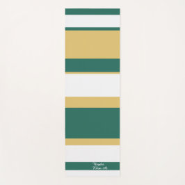 Asymmetric Stripes Lines Green Gold White ヨガマット