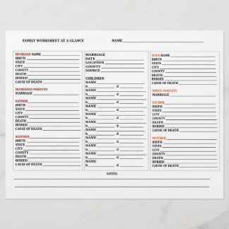 [At A Glance]系図学ファミリツリーグループの作業シート