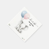 At Big Zooベビーホワイトエレファント誕生性別リビール スタンダードカクテルナプキン (角)