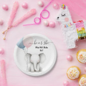 At Big Zooベビーホワイトエレファント誕生性別リビール ペーパープレート (パーティー)