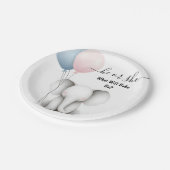 At Big Zooベビーホワイトエレファント誕生性別リビール ペーパープレート (アングル)