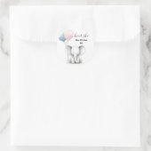 At Big Zooベビーホワイトエレファント誕生性別リビール ラウンドシール (バッグ)