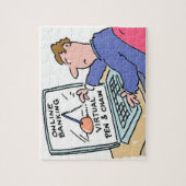 At Computer Online Banking おもしろい Cartoon ジグソーパズル (縦)