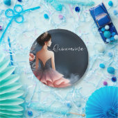 At Glam Ball Gown Spark Dark Navy Blueキンセアニェラ ペーパープレート (パーティー)