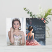 At Glam Ball Gown Spark Dark Navy Blueキンセアニェラ 招待状 (スタンド正面)