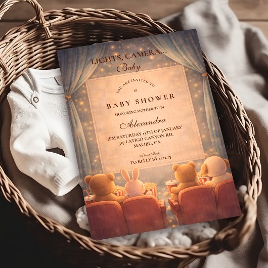 At Home Movie Night Baby Shower 招待状
