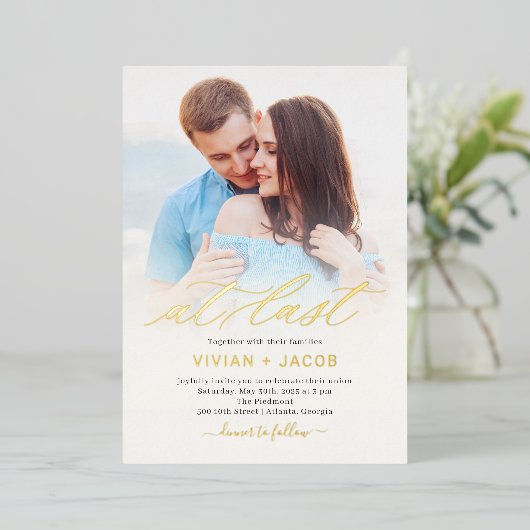 At Last 実在 Foil Photo結婚式招待状 箔招待状 (立ち正面)