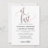 At Last Blackバラ金ゴールドスクリプトタイポグラフィ結婚 招待状 (正面)