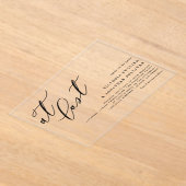 At Last Black Modern Calligraphy Wedding アクリル招待状 (レイダウン)