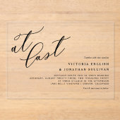 At Last Black Modern Calligraphy Wedding アクリル招待状 (正面)