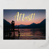 At Last Brushed Photo日付を保存 箔招待状 (正面)