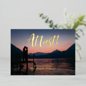 At Last Brushed Photo日付を保存 箔招待状 (立ち正面)