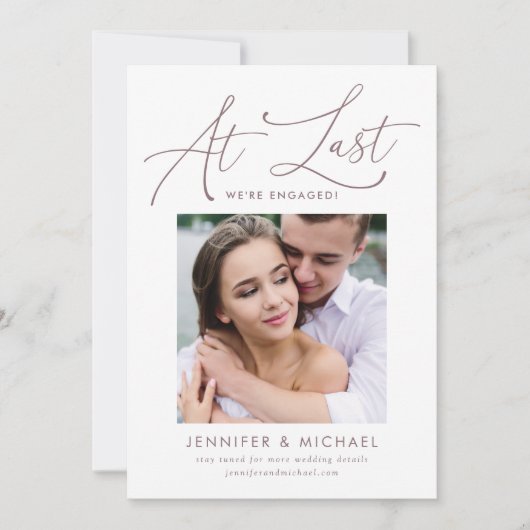 At Last Mauveスクリプトフォト婚約の発表 招待状 (正面)