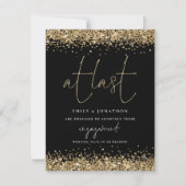 At Last Photo金ゴールドグリッター婚約の発表 招待状 (正面)
