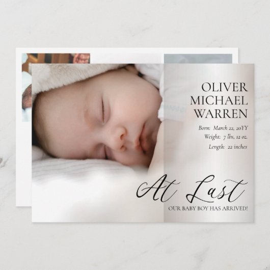 At Last Script 4 Photoベビー誕生発表 案内状 (正面/裏面)