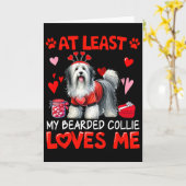 At Least My Bearded Collie Loving Me Valentine's S カード (黄色い花)