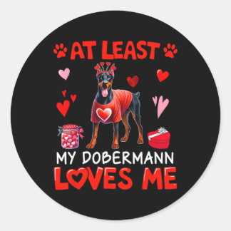 At Least My Dobermann Loving Me Valentine's Single ラウンドシール
