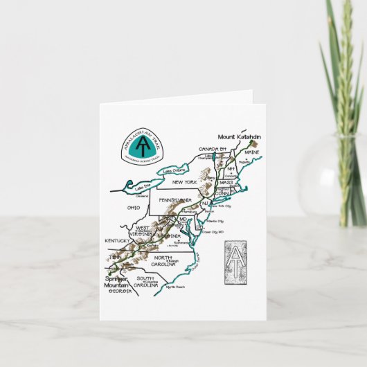 At Logo Appalachian Trail Hiking Map  カード (正面)