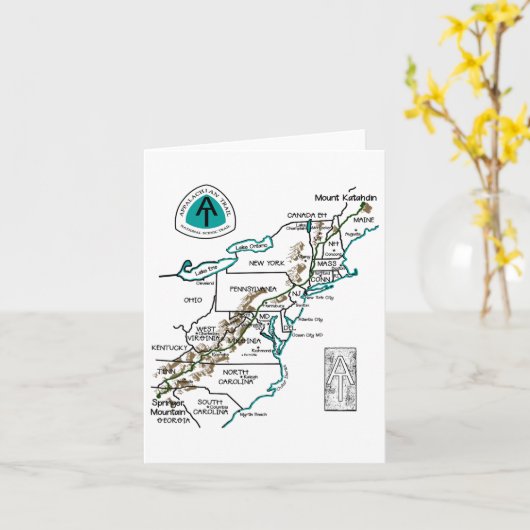 At Logo Appalachian Trail Hiking Map  カード (黄色い花)